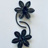 Pair of iron water lily candle holders