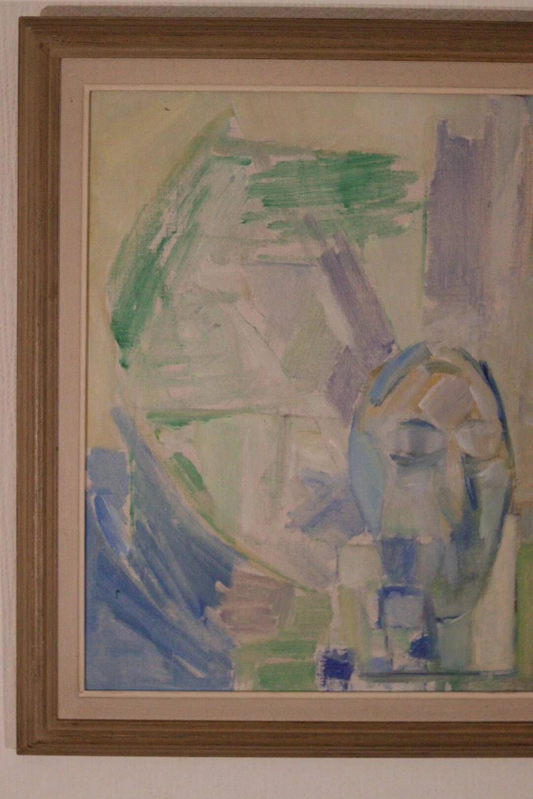 Original Swedish Oil on Canvas – “Still Life in Blue and Green”