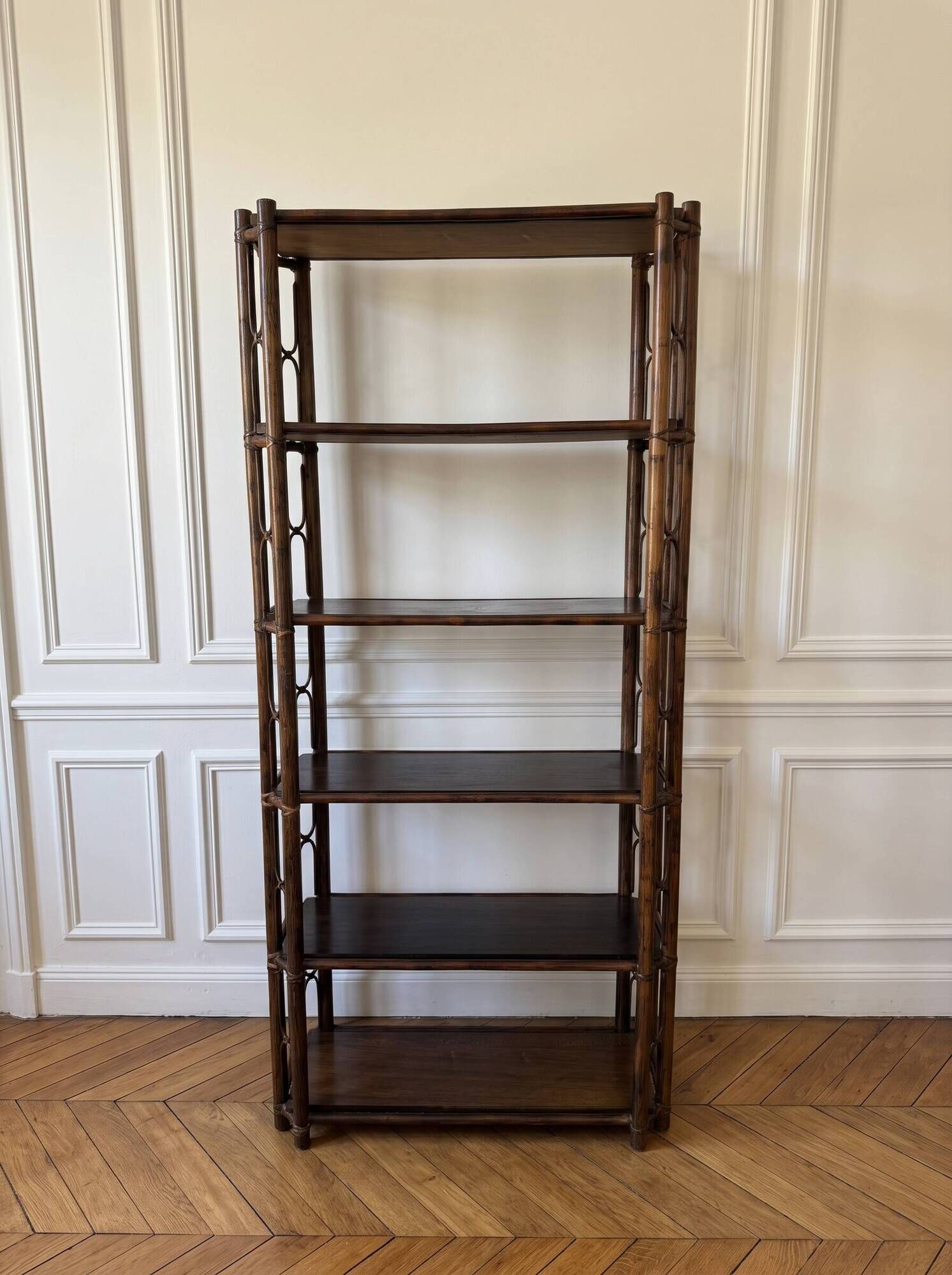 Large vintage rattan shelf/bookcase