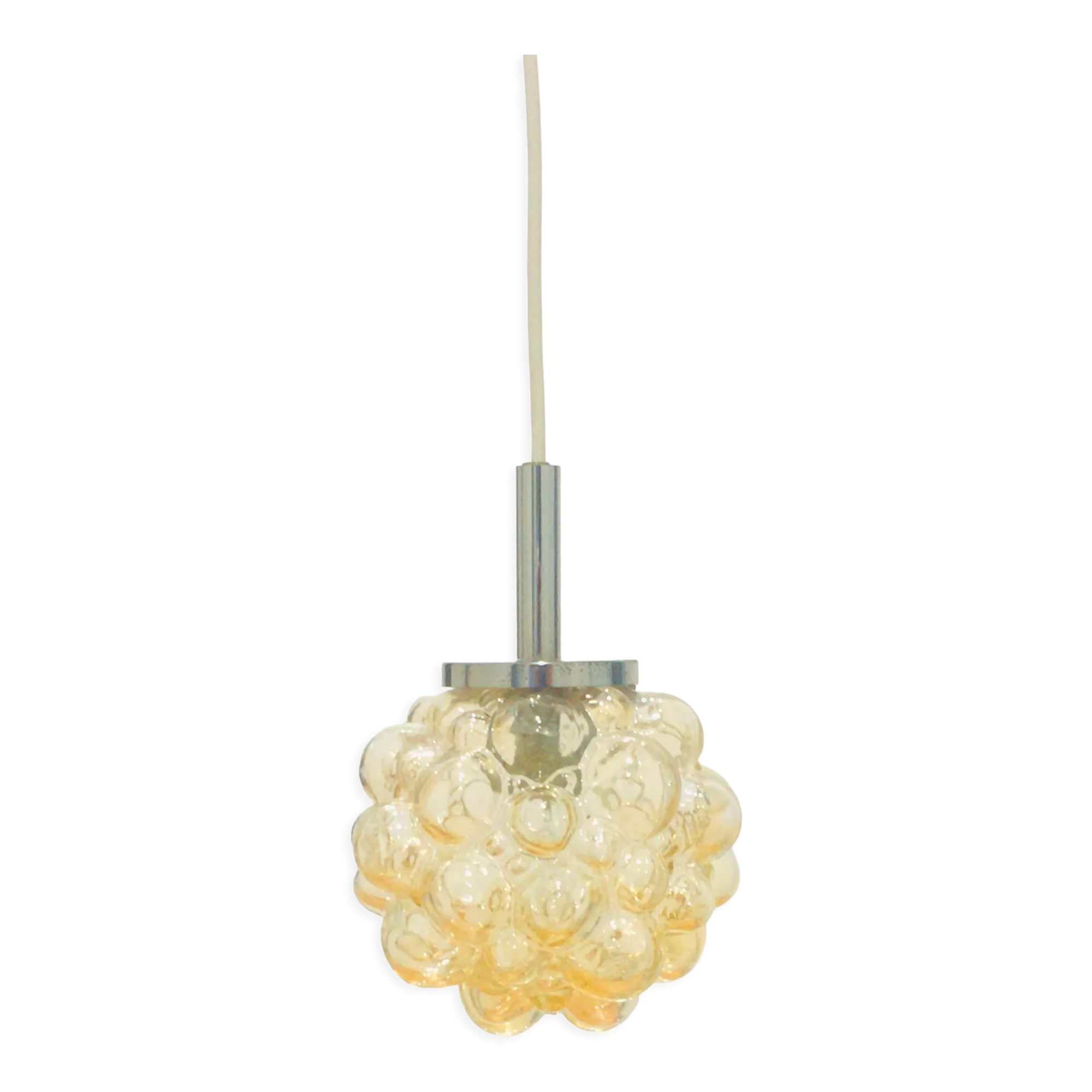 Mid Century Modern Amber Bubble Glass Pendant or Ceiling Light by Helena Tynell for Limburg, Germany