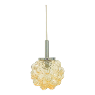 Suspension ou plafonnier en verre à bulles ambré de style milieu du siècle par Helena Tynell pour Limburg, Allemagne