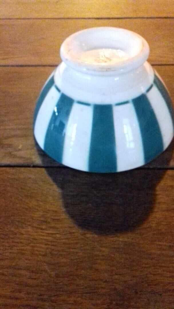 Old green and white digoin brand bowl