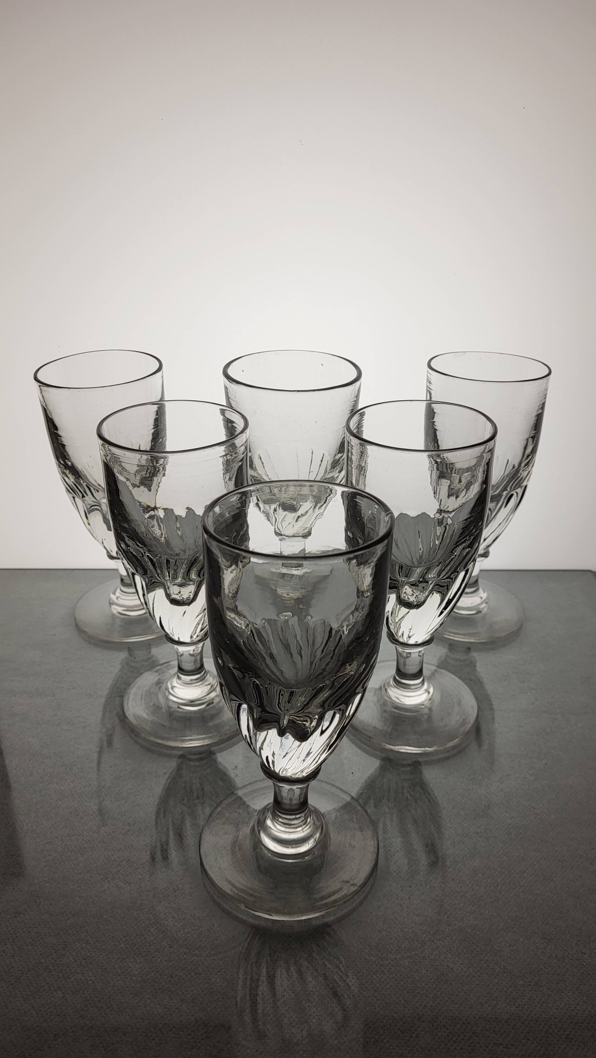 6 19th century wine/absinthe glasses