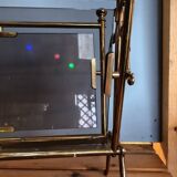 Vintage brass and smoked glass magazine rack - Maison Jansen style - 1970