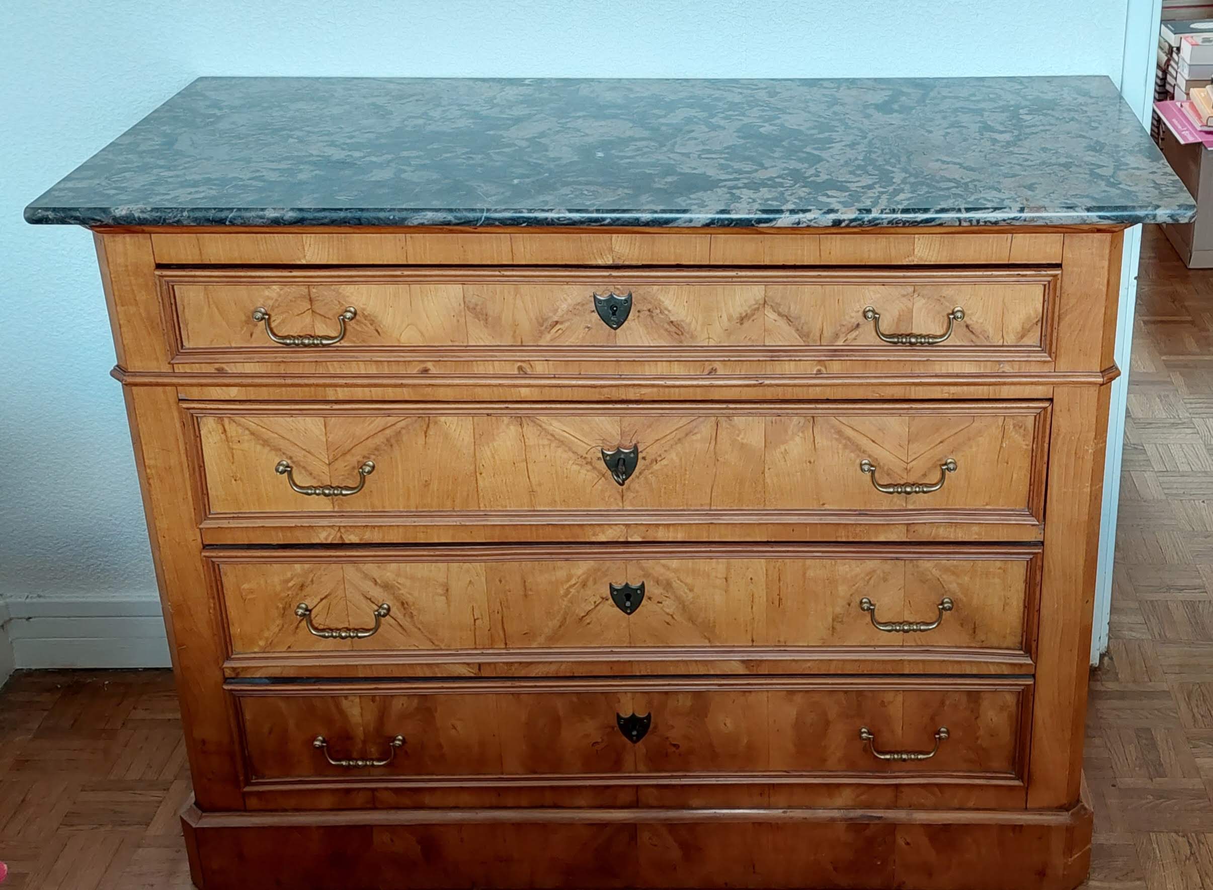 Louis Philippe chest of drawers / cherry and marble