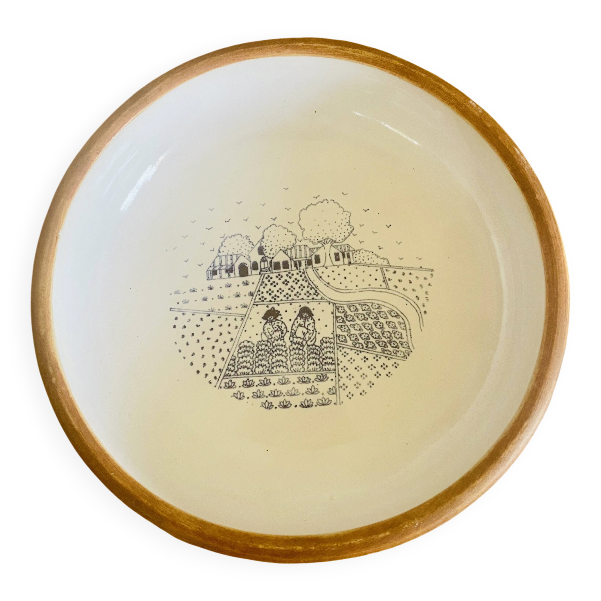 Assiette en grès et émail estampillée