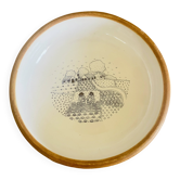 Stoneware plate with stamped glaze