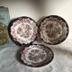 Antique Sarreguemines Dessert Plates: Hand-Painted Floral Ceramic, Set of 3