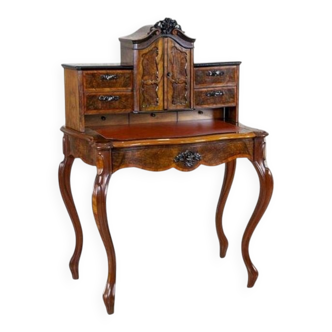 Antique Louis Philippe Walnut andVeneer Secretary Desk, 1860