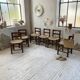 6 straw and oak chairs, mountain furniture