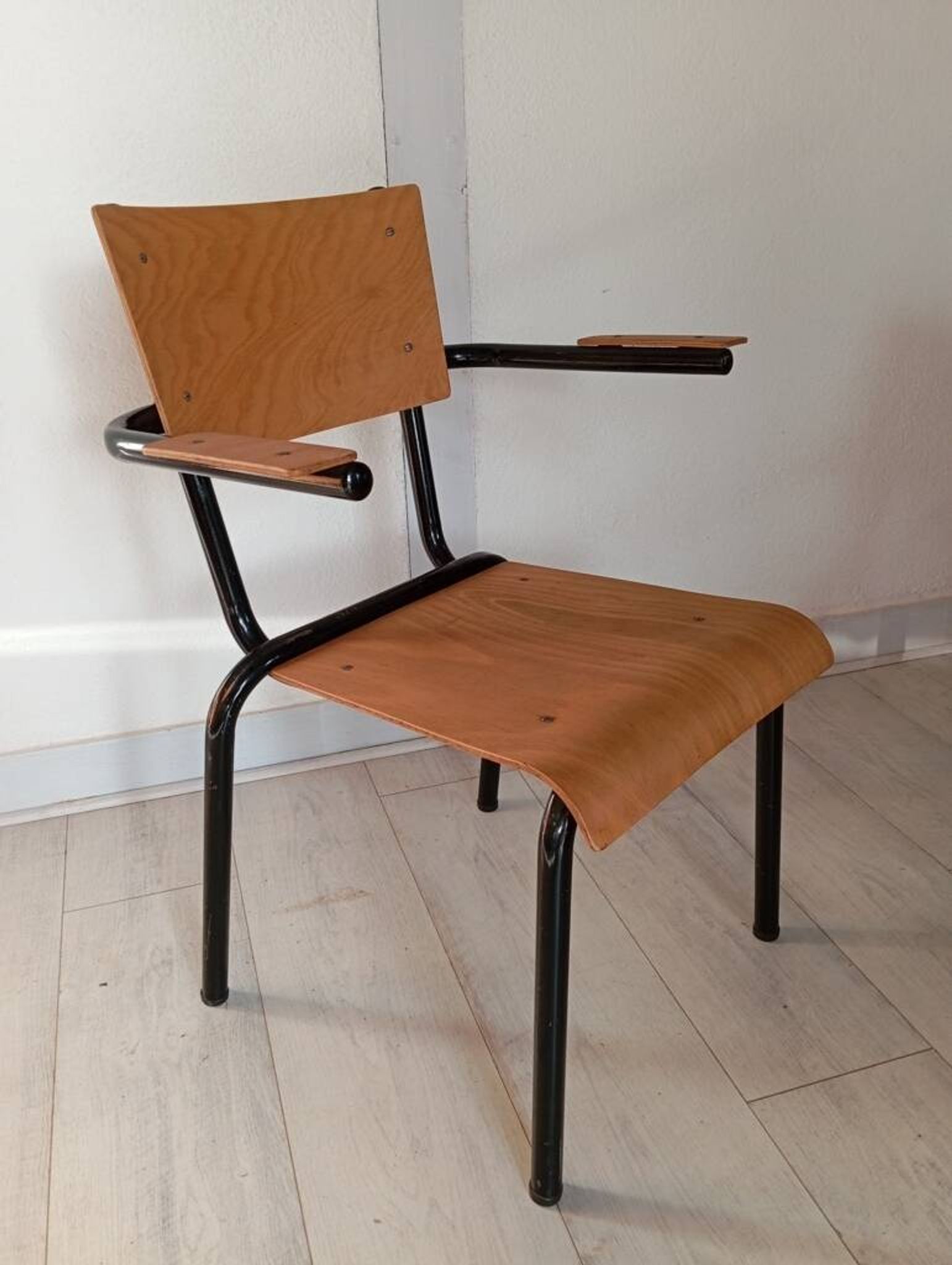 Pair of tubular metal armchairs 1954