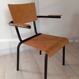 Pair of tubular metal armchairs 1954