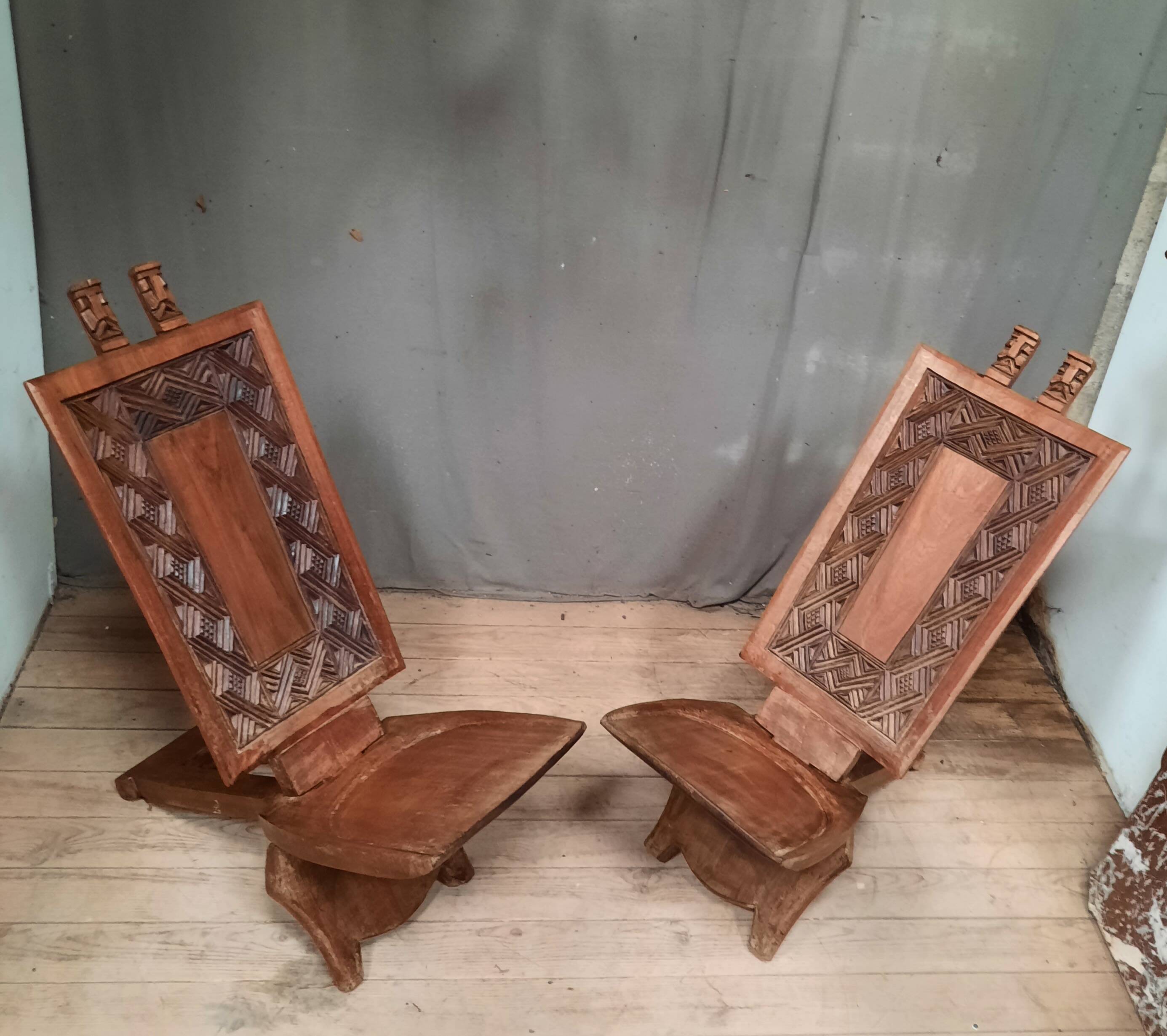Pair of African seats