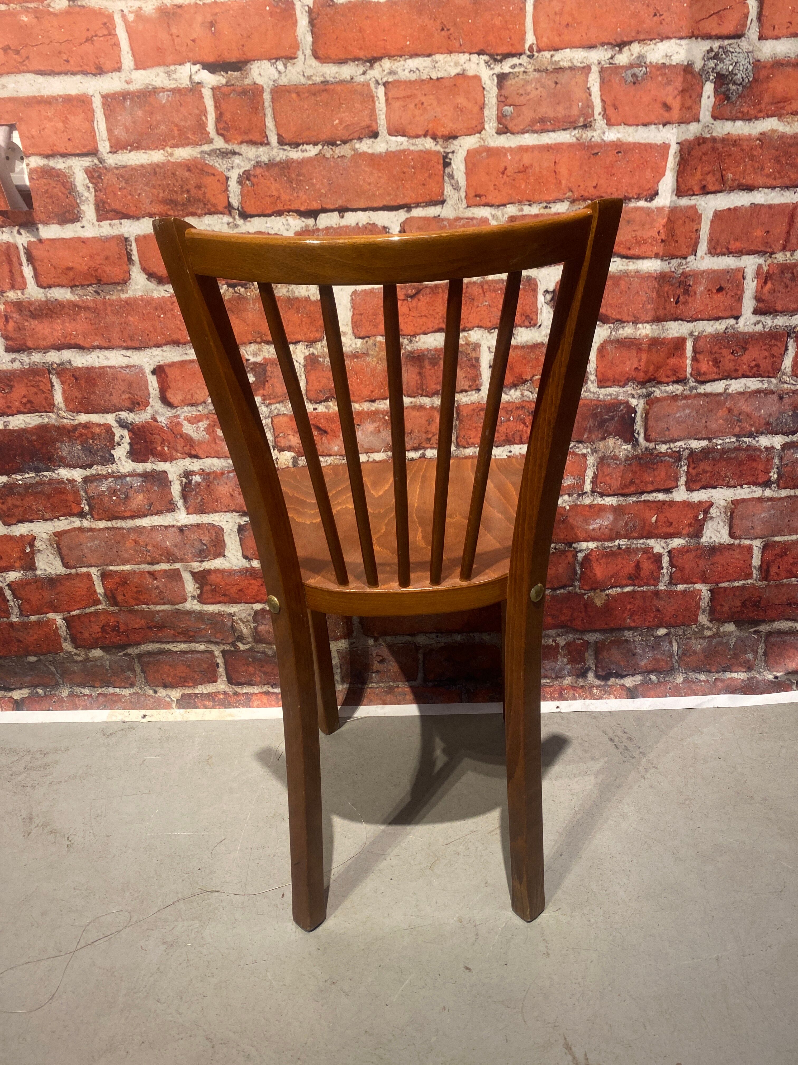 Set of 4 varnished wood bistro chairs