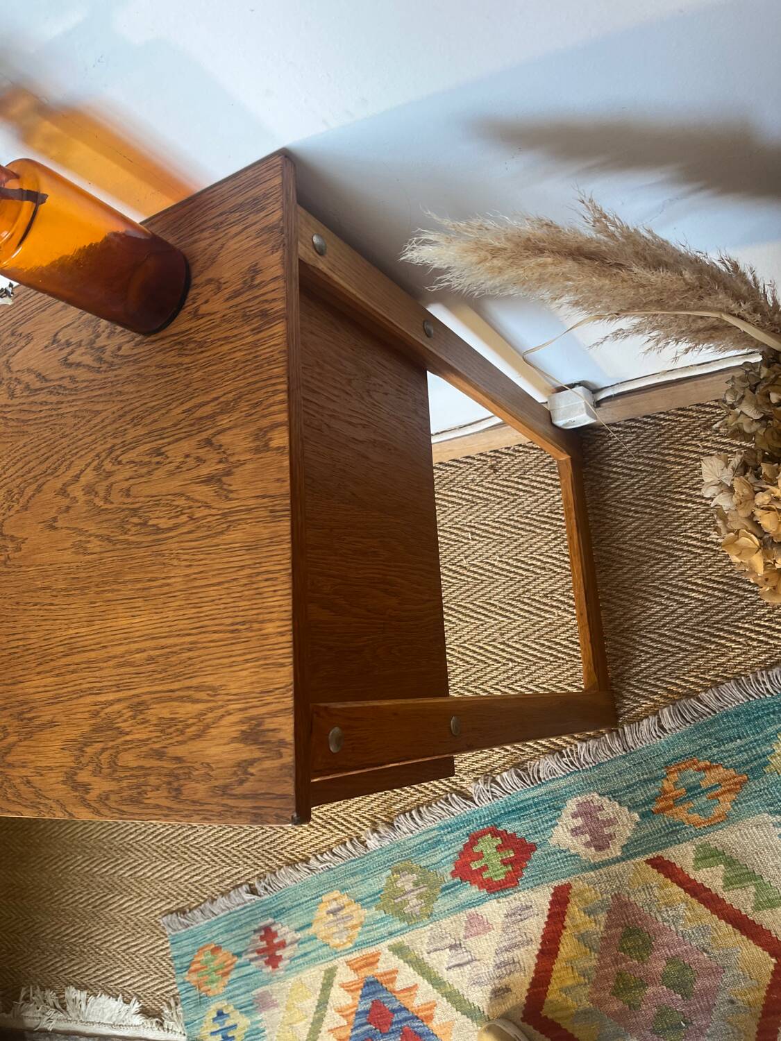 Vintage desk sled legs oak veneer