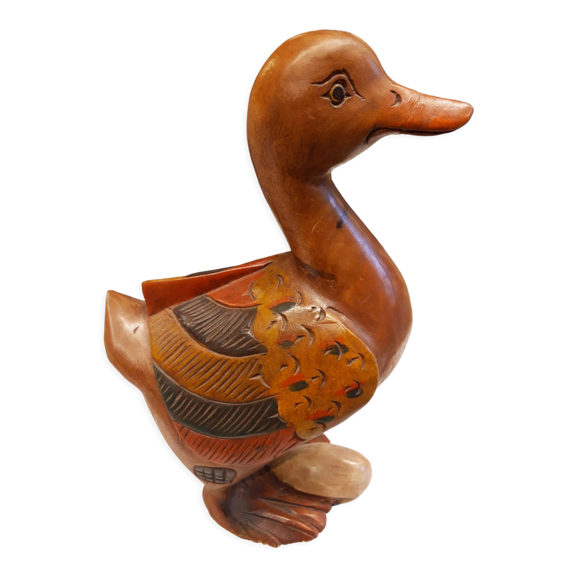 Decorative duck in polychrome wood