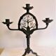 Pair of wrought iron candelabras. Mid-twentieth century.