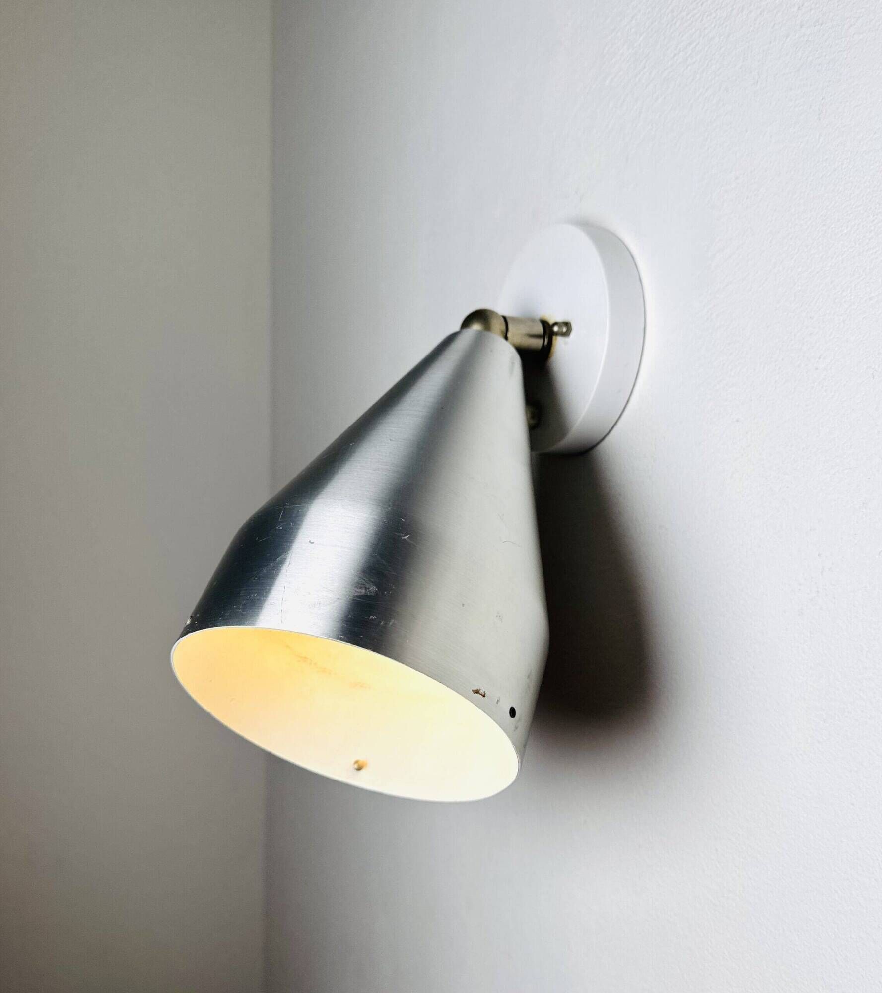 Pair Of R155 Adjustable Wall Lamps In Metallic By Raak Amsterdam, The Netherlands 1960S