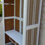 Entrance cabinet white cloakroom and wood linen upholstery fabric