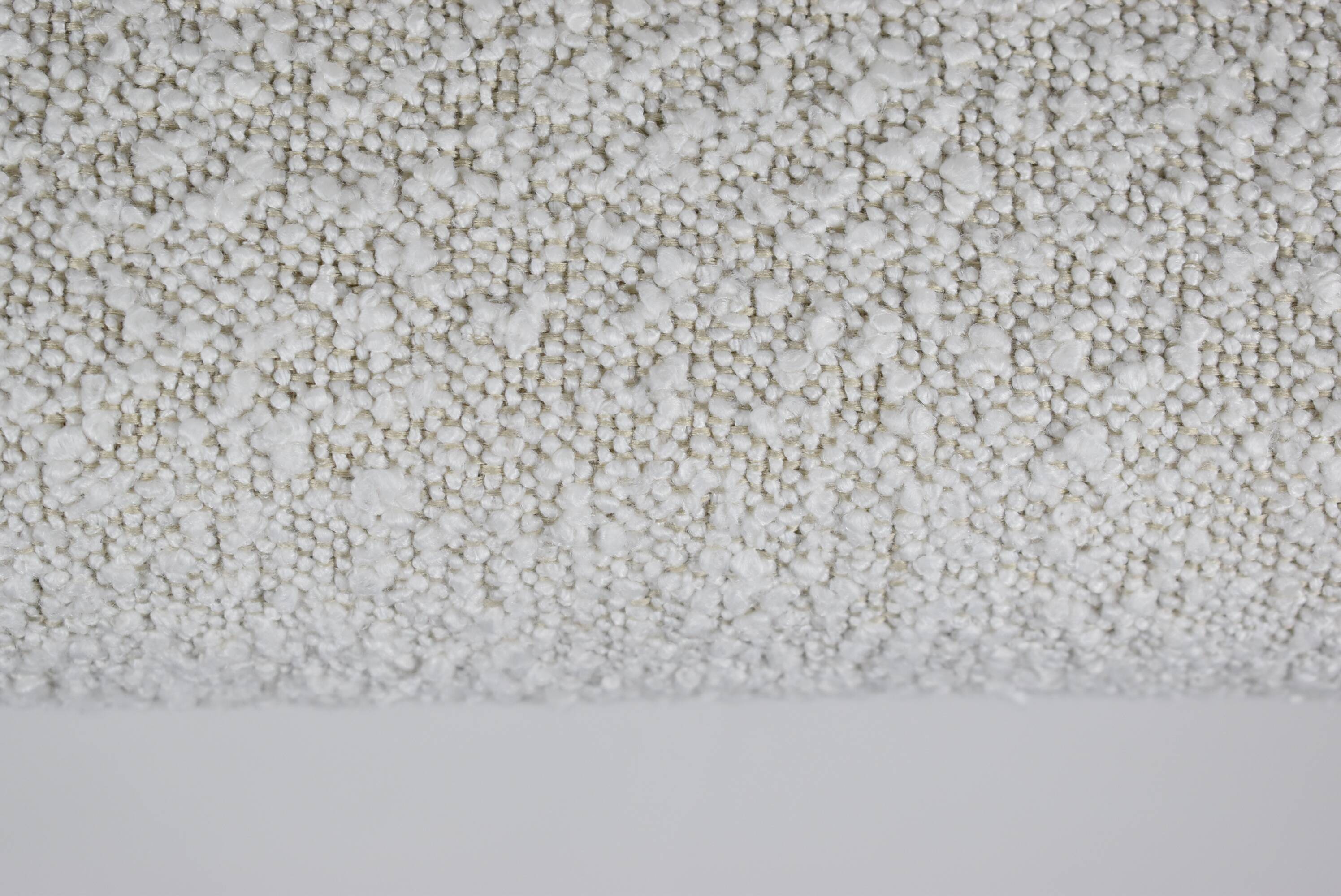 Fauteuil bouclé original Baczyk, restauré, blanc, teck