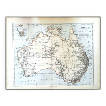 Australie, carte ancienne 1887 – Carte géographique vintage.