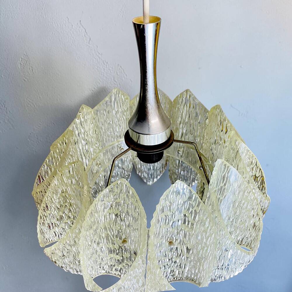 Transparent lucite acrylic hanging lamp by ME Marbach Leutchen Germany