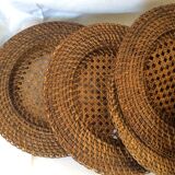 Six rattan under-plates, basketry, wicker