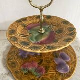 Sarreguemines barbotine cake display with fruit decoration