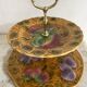 Sarreguemines barbotine cake display with fruit decoration