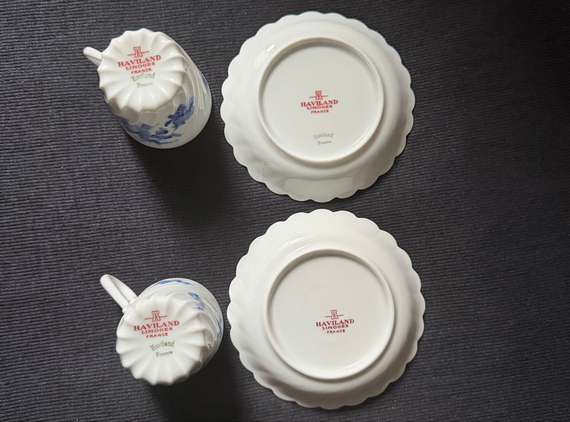 Blue floral cup and saucer by Haviland.