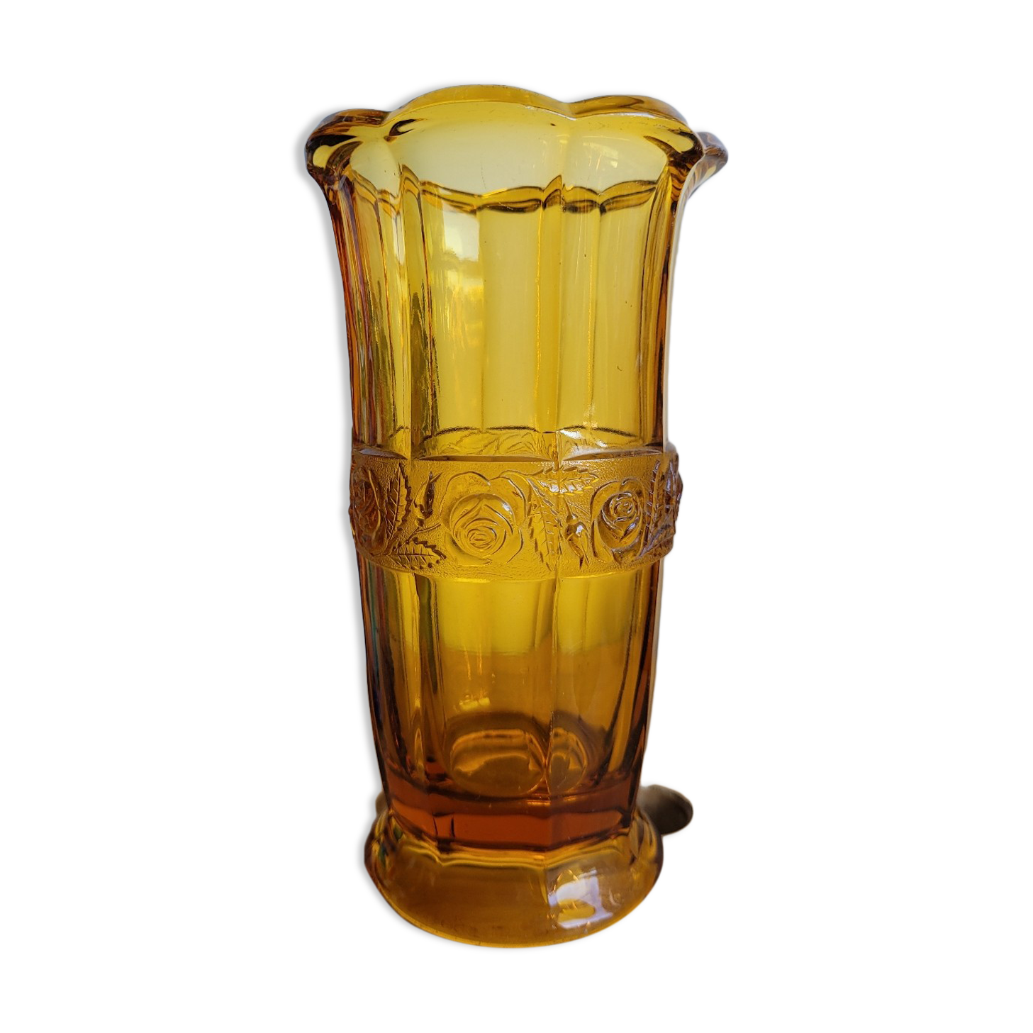 Amber molded glass vase
