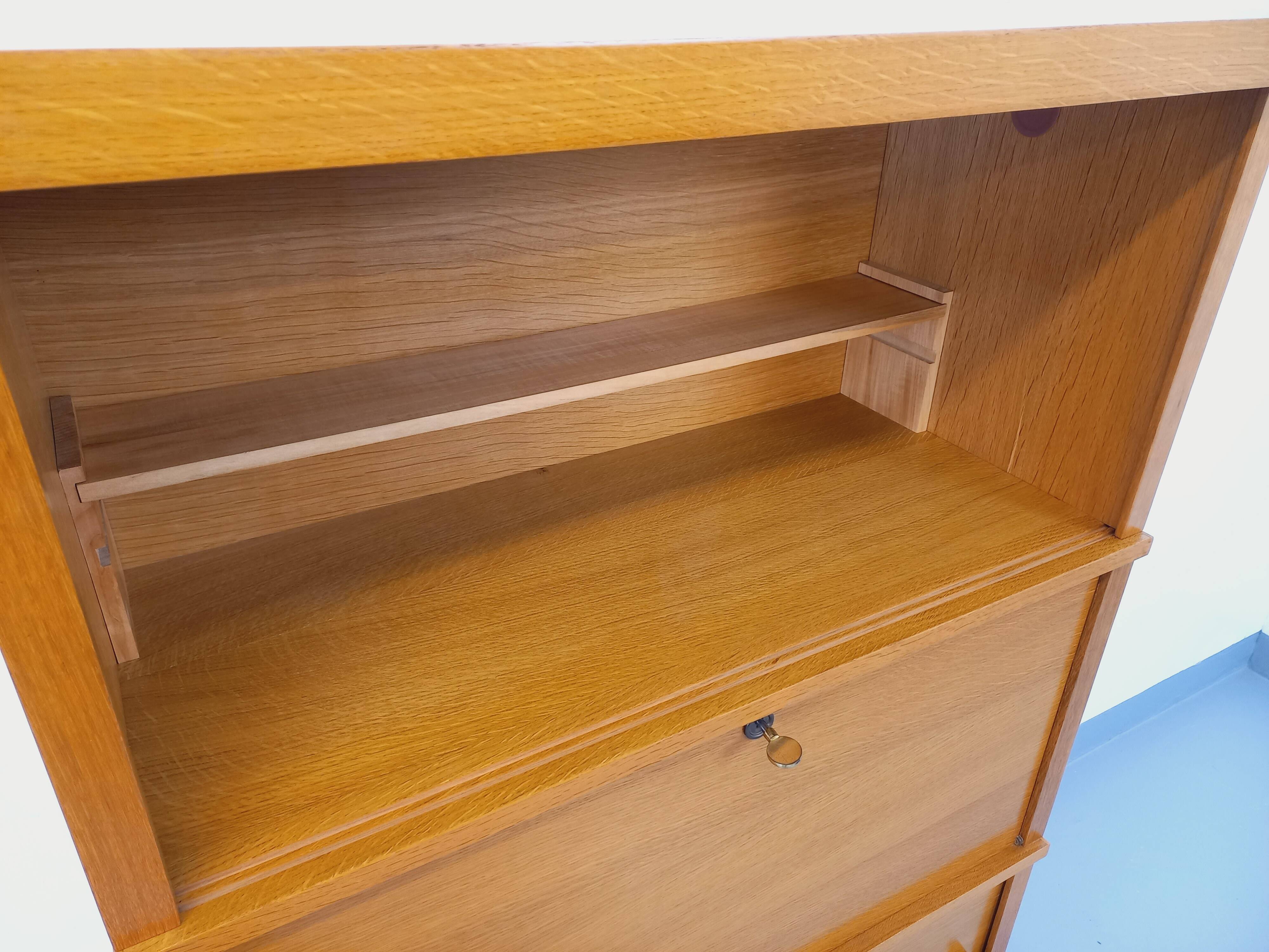 Vintage oak wood secretary bookcase storage furniture