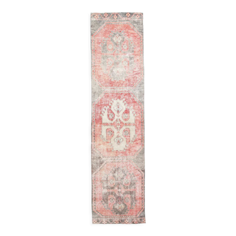 Pale red turkish runner rug 81x336cm