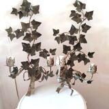 2 large metal leaf wall lights from the 70s and 80s