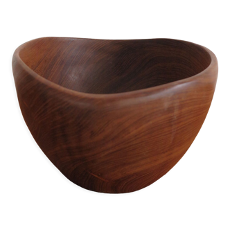 Scandinavian midcentury wood bowl centerpiece 1960s