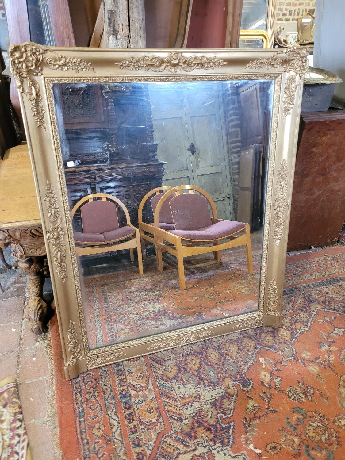 Golden mirror xixth period restoration 132×110cms
