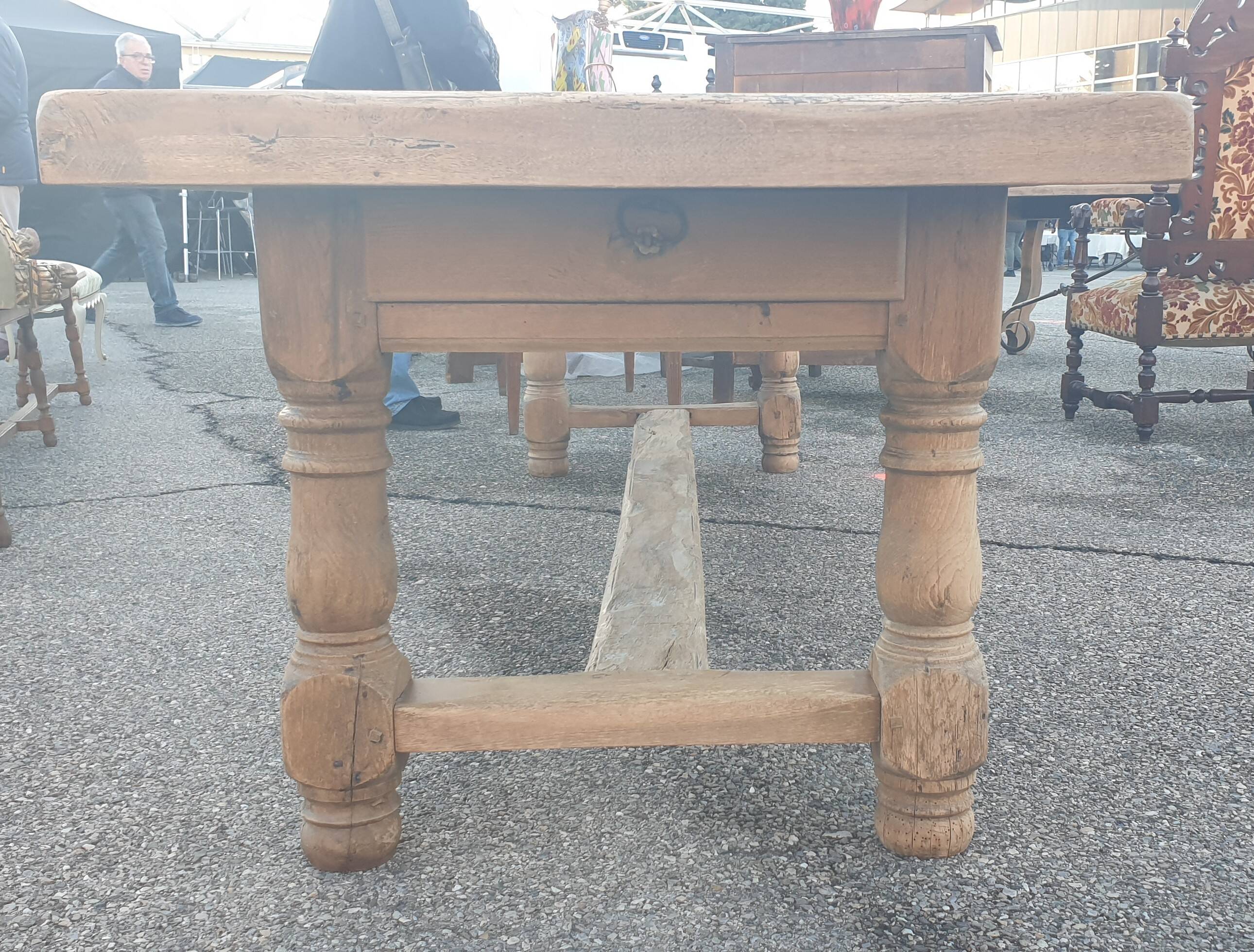 Farm table, 1 drawer, 3 metres long