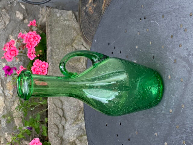 Carafe bottle blown glass glassware of biot stamped vintage