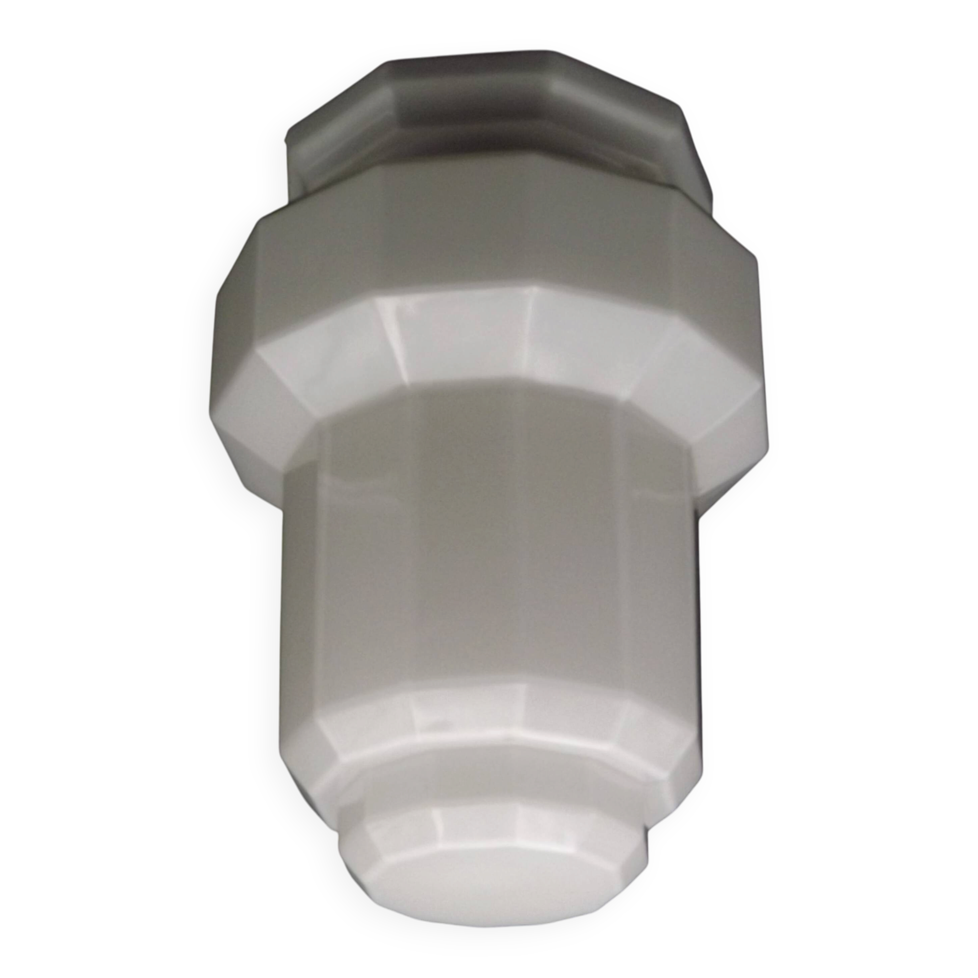 French Art Deco Skyscraper Ceiling Light White Opaque Glass - Limoges Mount