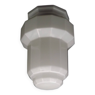 French Art Deco Skyscraper Ceiling Light White Opaque Glass - Limoges Mount