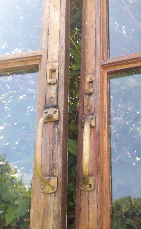 Lot of 4 oak windows H141xL112/117cm old small panes