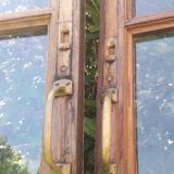 Lot of 4 oak windows H141xL112/117cm old small panes