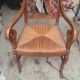Armchair with gilded rye straw seat in solid walnut, Restoration period, circa 1820