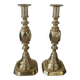 Pair of antique english princess of diamonds brass candlesticks