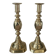 Pair of antique english princess of diamonds brass candlesticks