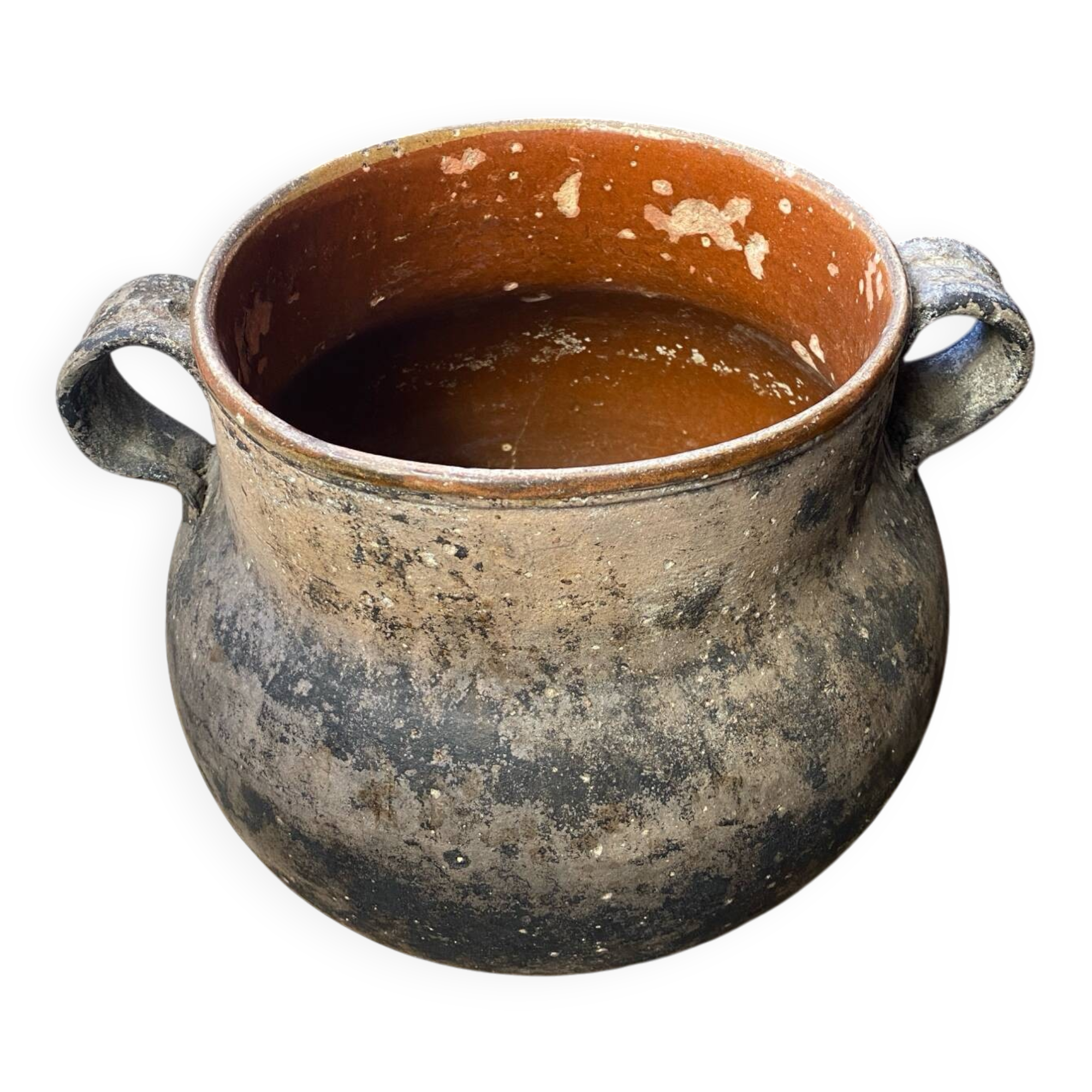 Antique terracotta pot with handles Vallauris