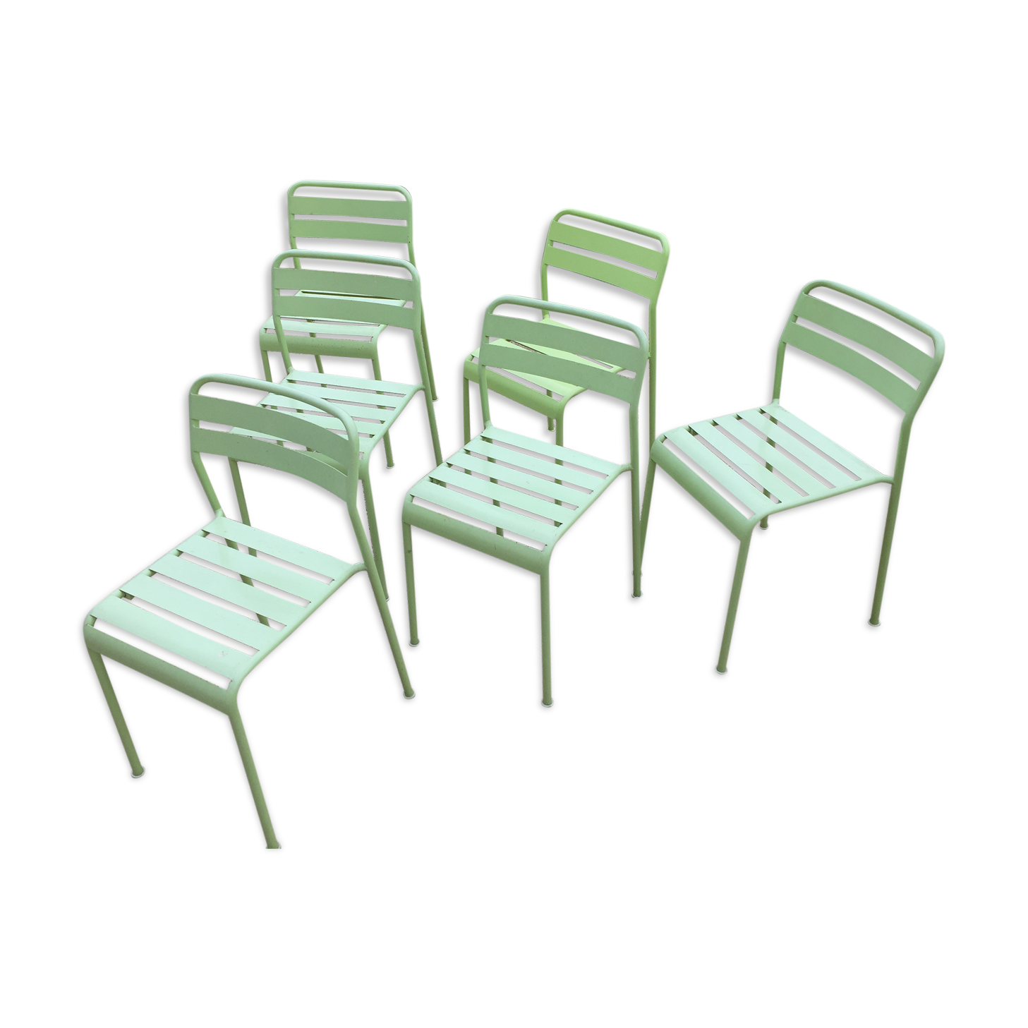 Six Roxö metal stackable chairs by Ola Wihlborg for Ikea 2010