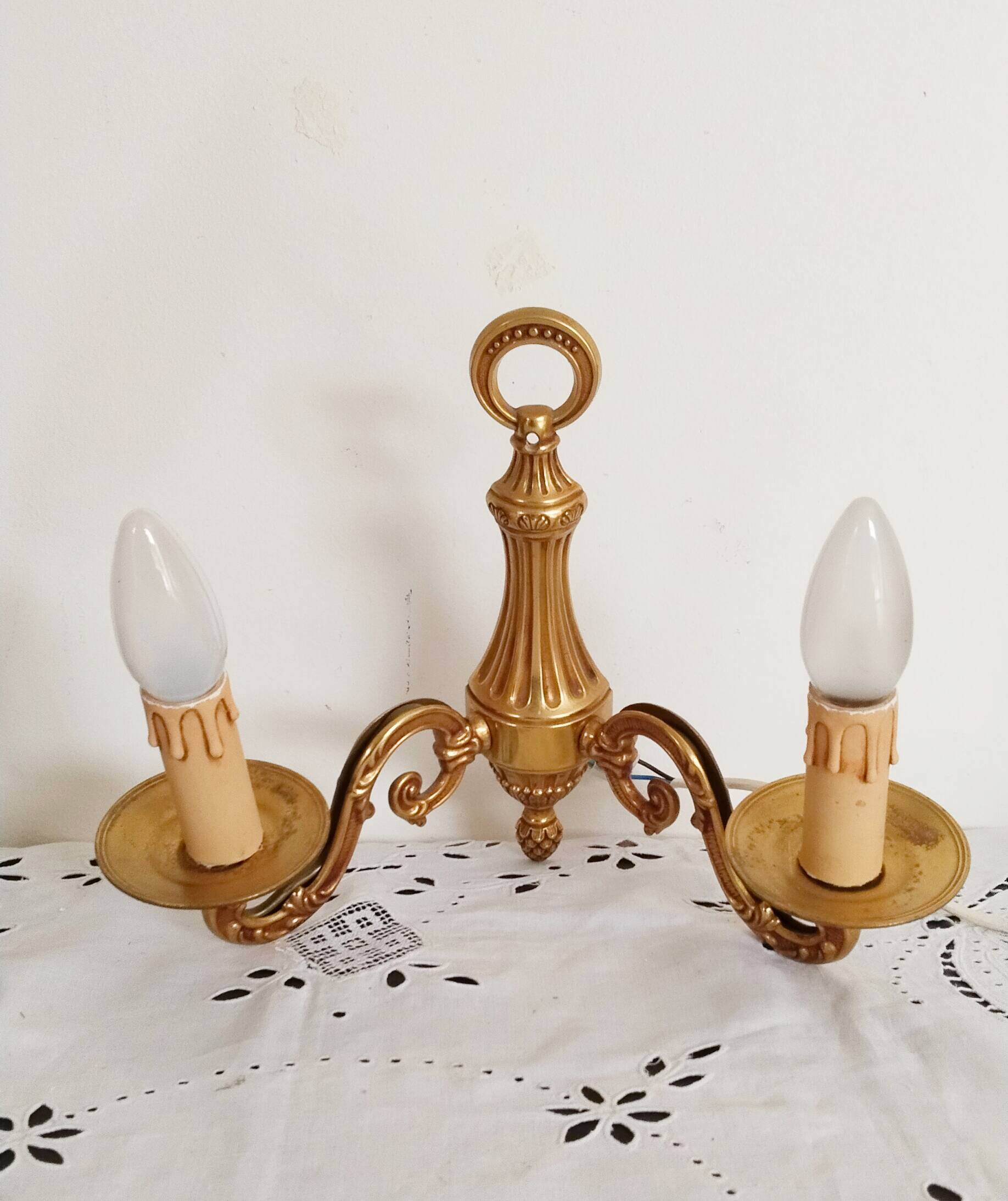 2-light brass wall light, vintage, Louis XVI style