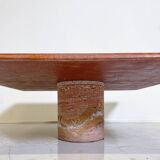 Red travertine coffee table attributed to Angelo Mangiarotti, Italy, 1970s