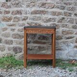 Art deco engraved wood side table